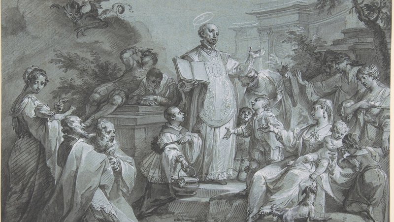 "Saint Ignatius of Loyola Preaching," by Johann Wolfgang Baumgartner, 1712-1761, German. (The Metropolitan Museum of Art)
