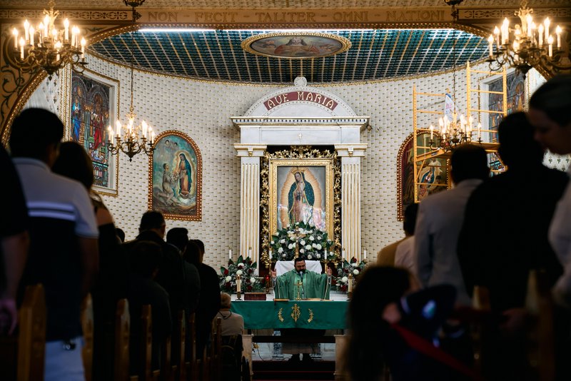 Parishioners attend a special Mass at Nuestra Señora de Guadalupe Church in East LA on Sunday, June 28, to pray for victims of the Venezuela earthquakes. (John Geronilla)