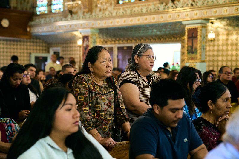 Parishioners attend a special Mass at Nuestra Señora de Guadalupe Church in East LA on Sunday, June 28, to pray for victims of the Venezuela earthquakes. (John Geronilla)