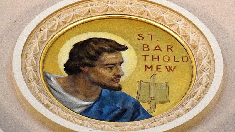 Holy Family Church, Saginaw, Michigan; St. Bartholomew the Apostle Medallion. (Wikimedia Commons)