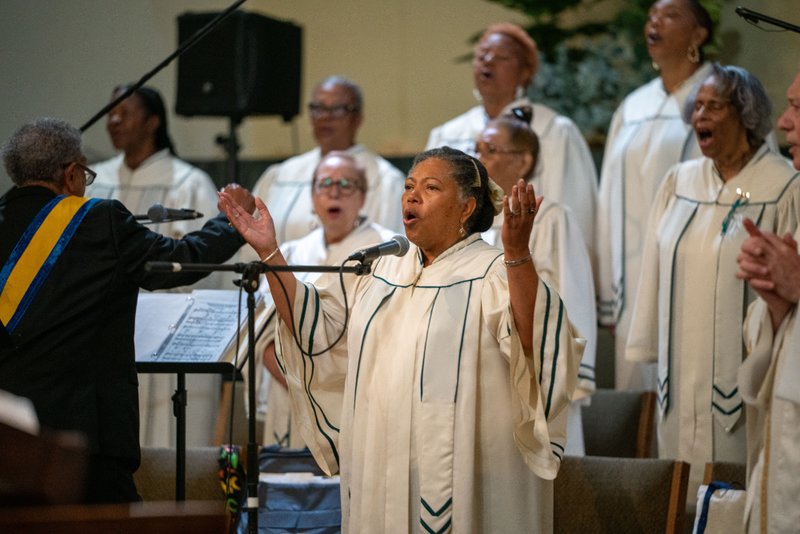 The choir performs during the Sept. 6 Mass of Thanksgiving at Transfiguration Church for Greg Warner Sr.’s election as supreme navigator of the national Knights of Peter Claver. (John Rueda)