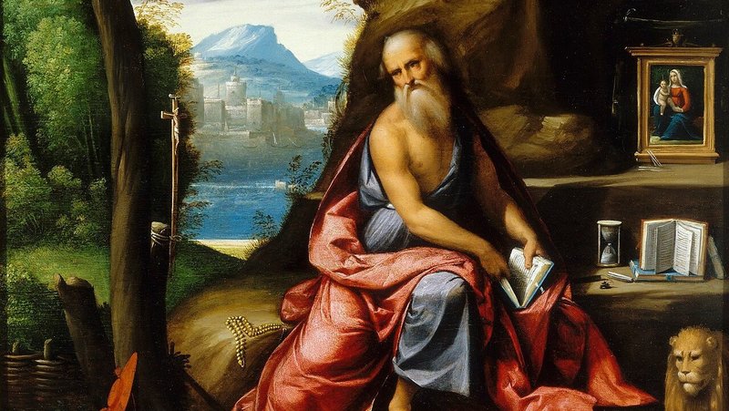 “Meditation of St. Jerome,” by Benvenuto Tisi, 1481-1559, Italian. (Wikimedia Commons)