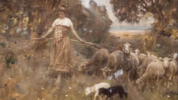 “Leading the Flock,” by Francesco Paolo Michetti, 1851–1929, Italian. (Wikimedia Commons)