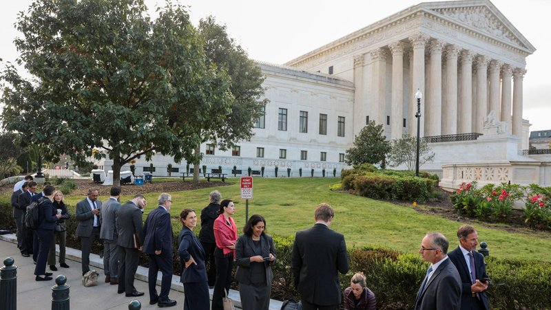Supreme Court Bar members wait to be first in line for the first day of the US Supreme Court's new term in Washington Oct. 5, 2026. (OSV News photo/Jonathan Ernst, Reuters)