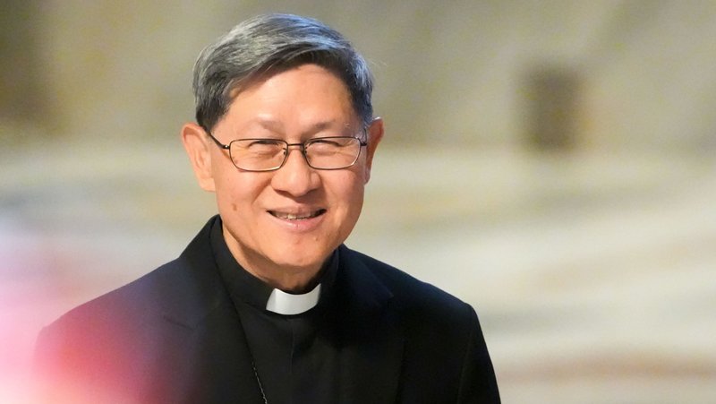 Cardinal Luis Antonio Tagle, pro-prefect of the Dicastery for Evangelization, arrives to attend the final Mass of the nine days of official mourning for Pope Francis in St. Peter’s Basilica at the Vatican May 4, 2025. The Vatican announced Oct. 9, 2026, that Cardinal Tagle has been elected as the new dean of the College of Cardinals upon the retirement of 92-year-old Cardinal Giovanni Battista Re. (CNS photo/Lola Gomez)