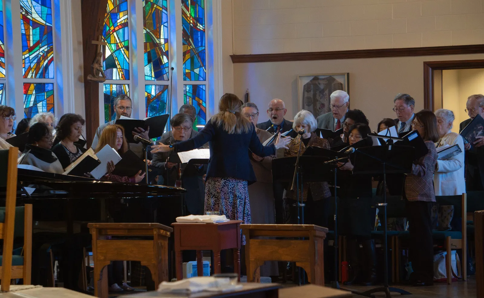 Choir members sing at the Oct. 18 Mass marking the 60th anniversary of St. Patrick Parish in Rockville. (Catholic Standard photo by Margaret Ardillo)