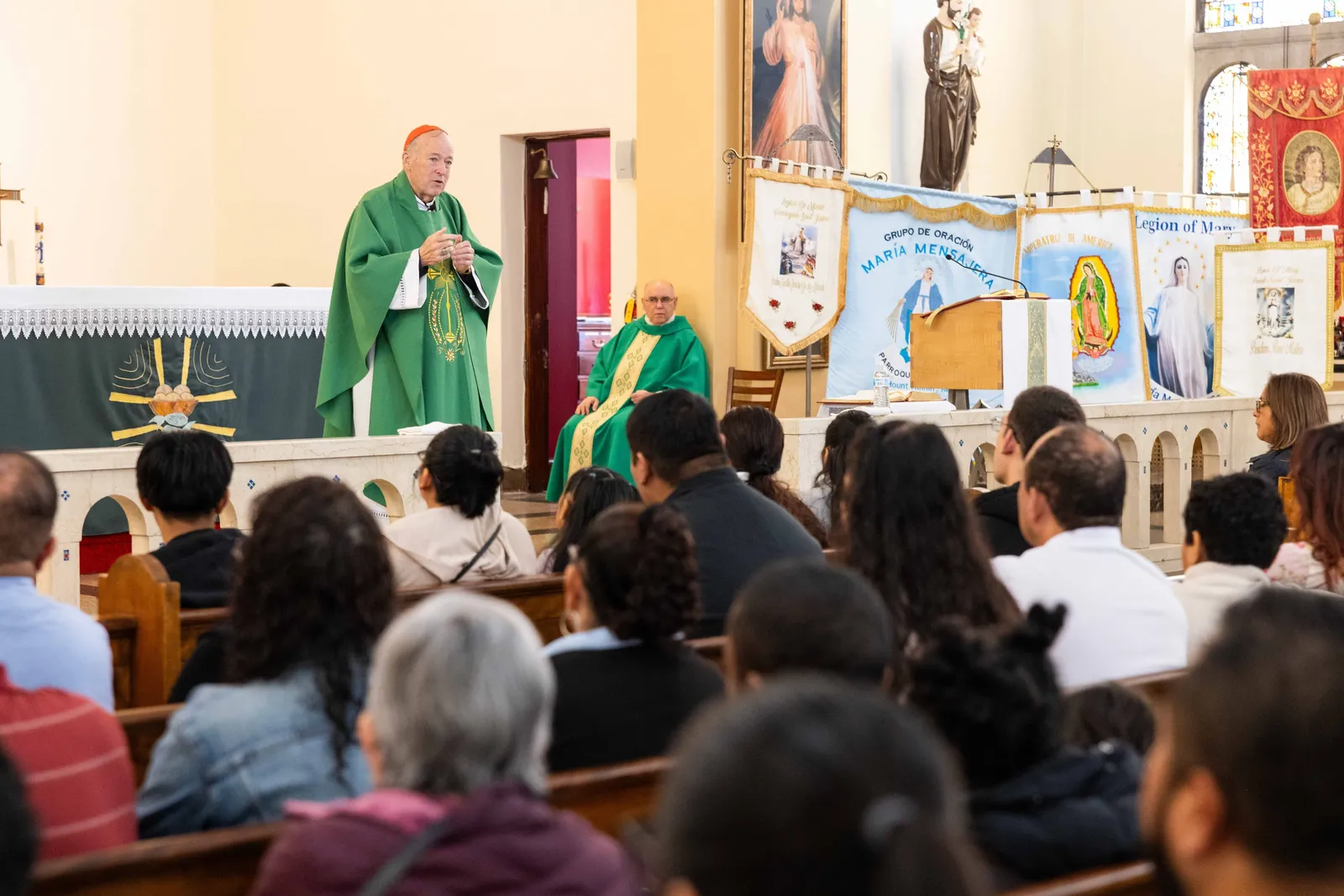 Washington Cardinal Robert W. McElroy gives his homily during a Mass on Oct. 25, 2026 marking the 100th anniversary of St. James Church in Mount Rainier, Maryland. (Catholic Standard photo by Andrew Biraj)