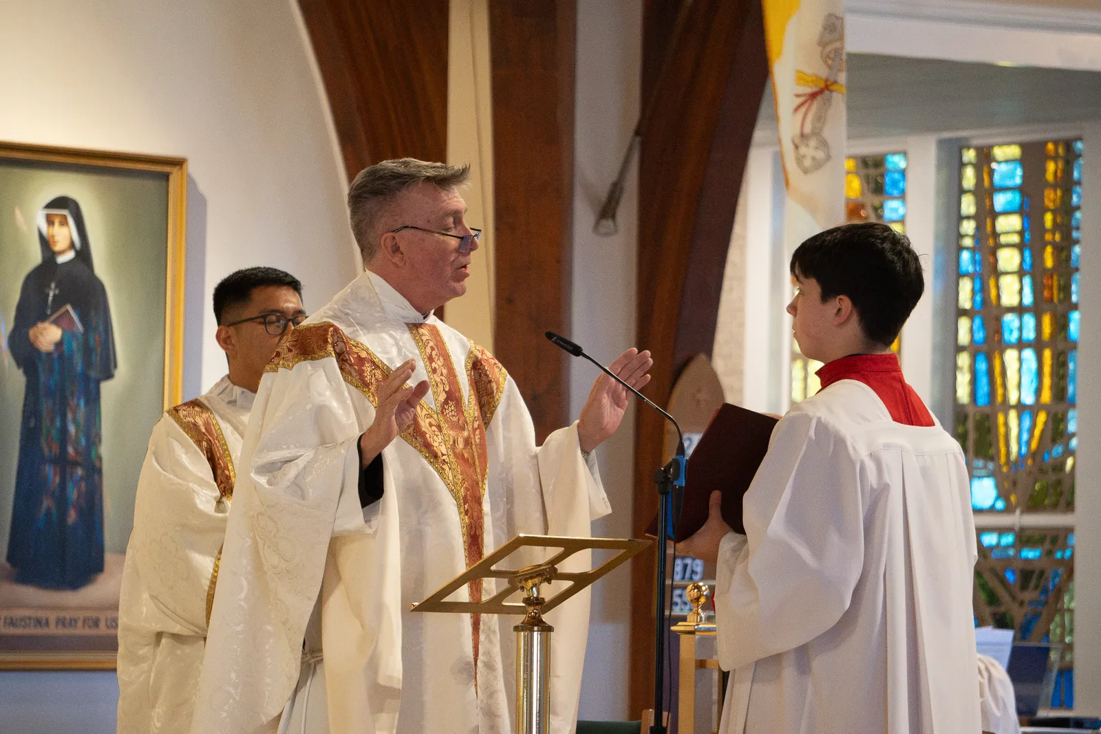 Msgr. Charles J. Parry, the pastor of St. Patrick Parish in Rockville, Maryland, celebrates a Mass at St. Patrick Church on Oct. 18, 2026 marking the parish’s 60th anniversary. The Mass was followed by an outdoor Eucharistic procession and a parish reception with family activities. (Catholic Standard photo by Margaret Ardillo)