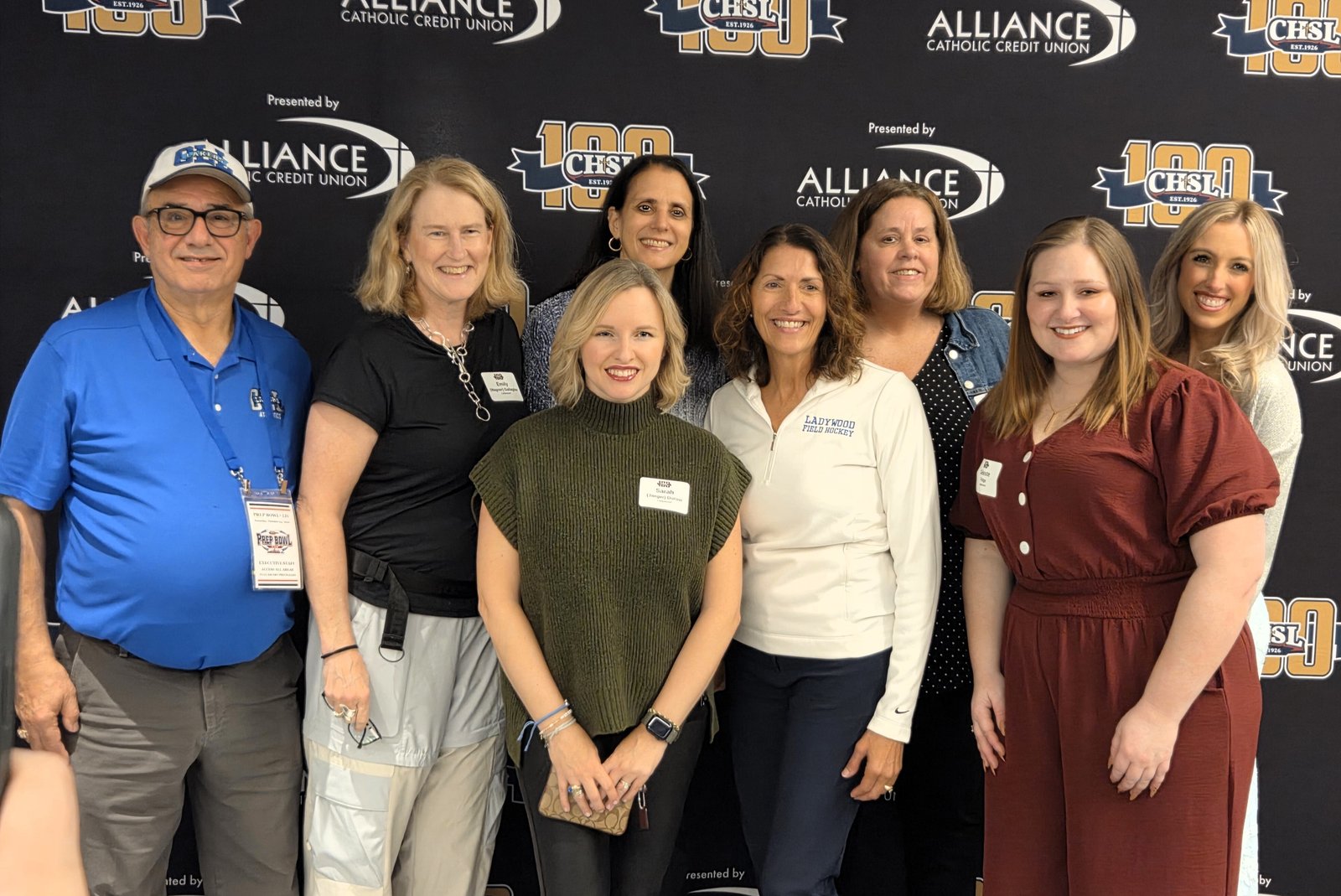 Although closed for 10 years now, Livonia Ladywood had a strong representation at the CHSL 100 Greatest Athletes reception. From left are former athletic director Sal Malek, Emily (Wagner) Gallagher, Sara (Jaeger) Dorow, Ronna (Greenberg) Bordoley, Kris Sanders, Charlotte (Govan) Bond, Celeste Fidge and Brianna Combs.