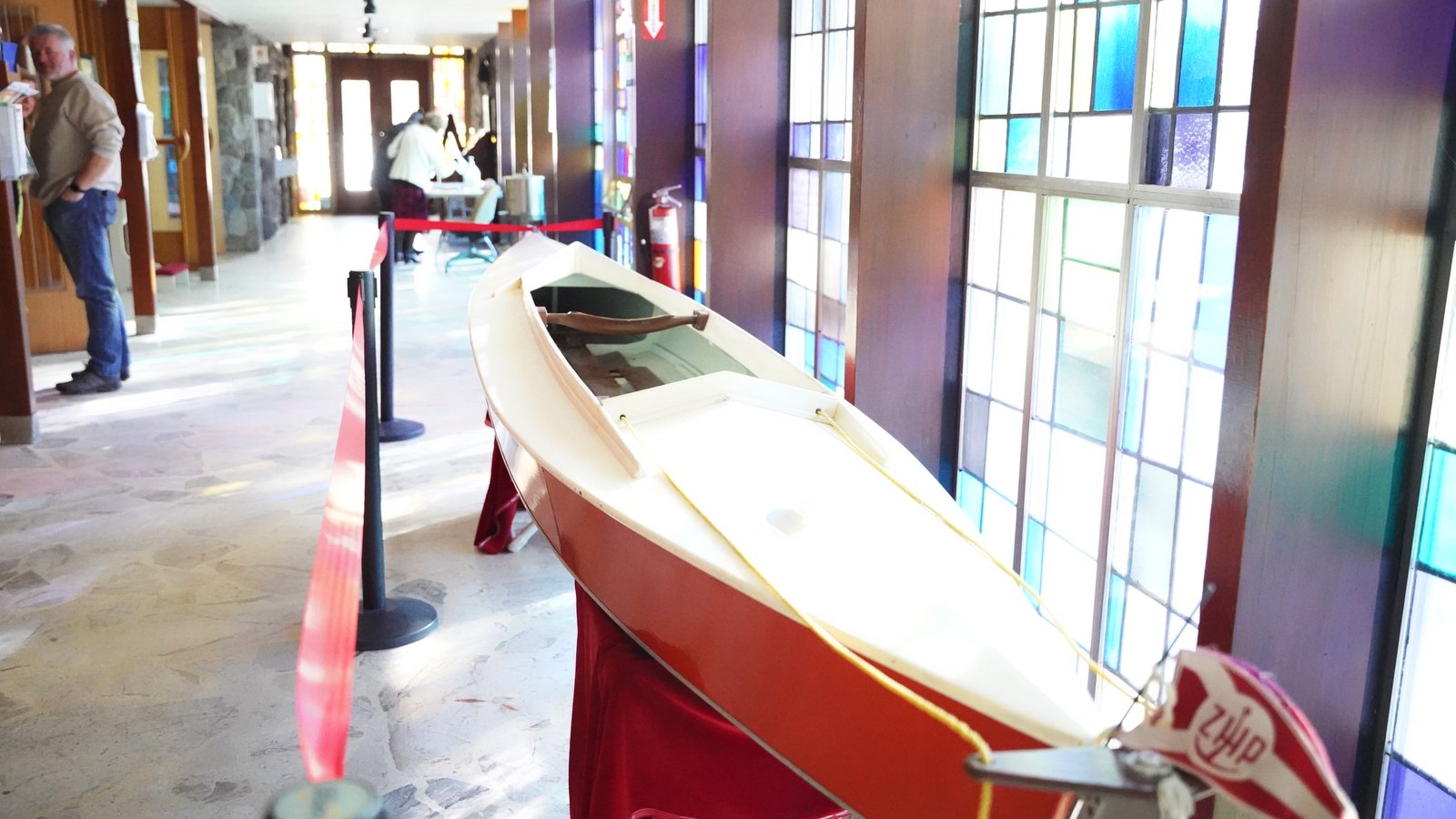 A kayak used by St. John Paul II during one of his visits to the Orchard Lake Schools is on display.