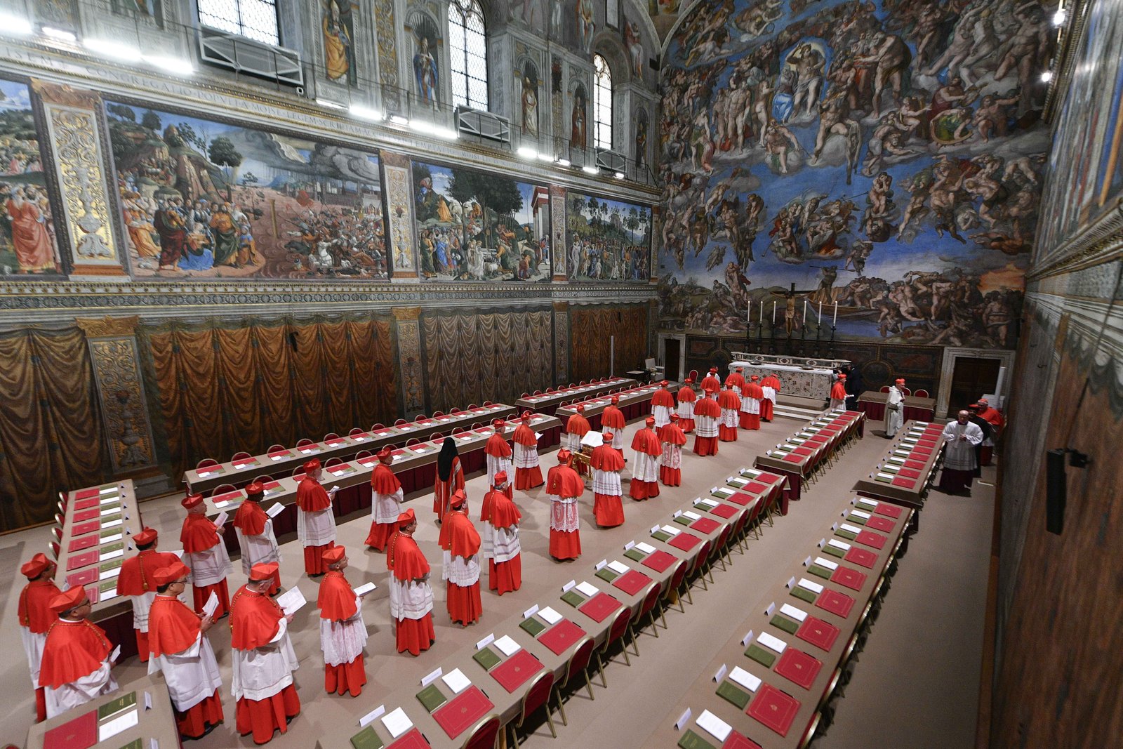 Cardinals process into the Sistine Chapel at the Vatican May 7, 2025, at the start of the conclave to elect a new pope. (CNS photo/Vatican Media)