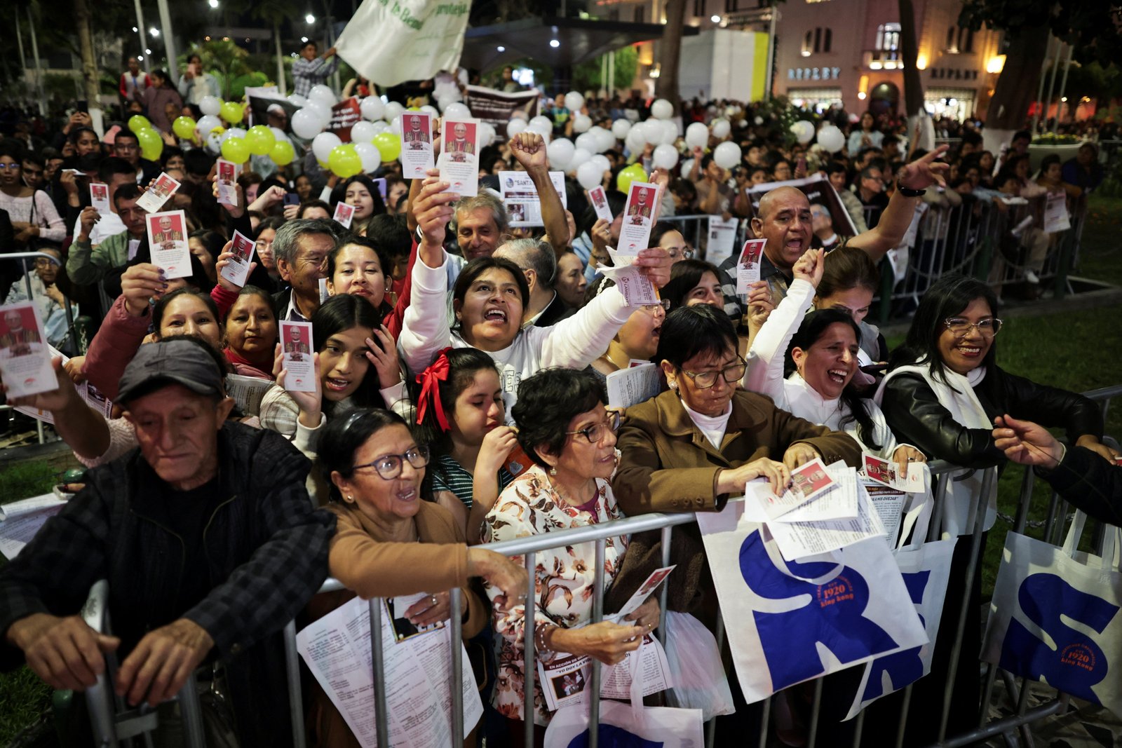 People react during a Mass at the Cathedral of Santa María de Chiclayo in Peru, May 10, 2025, celebrating the election of Pope Leo XIV on May 8 at the Vatican. The new pope served as bishop of Chiclayo from 2015 to 2023. (OSV News photo/Sebastian Castaneda, Reuters)