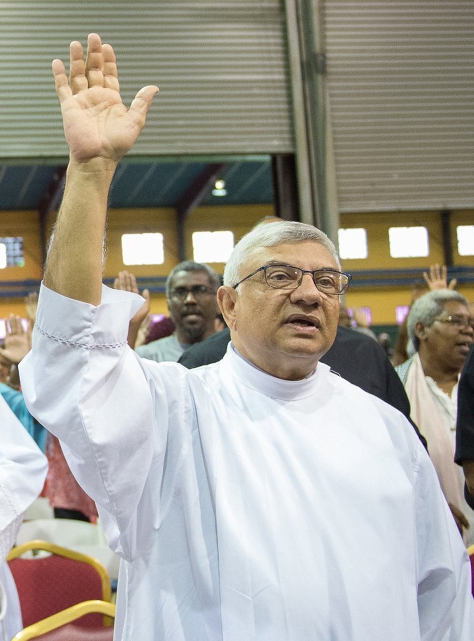Bishop John Persaud of Mandeville, Jamaica, who also serves as the apostolic administrator of the Diocese of Montego Bay, is pictured in a 2019 photo. As Hurricane Melissa headed to Jamaica, before landfall, Oct. 28, Bishop Persaud talked with OSV News Oct. 27 about the needs and challenges of ministering in an area routinely battered by storms. (OSV photo/Elmo Griffith, Catholic Media Services/Catholic News, Trinidad)