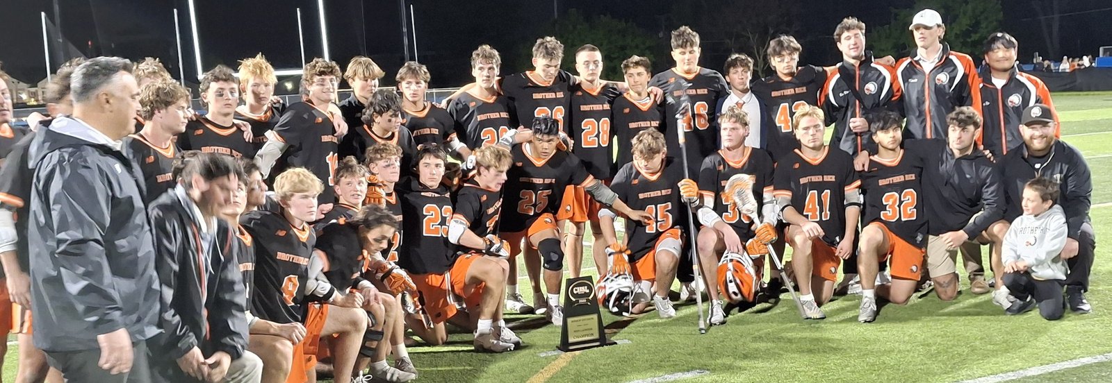 Brother Rice erupted with a five-goal barrage to break open a 5-5 first half tie to add the 24th CHSL Boys Lacrosse championship trophy in 30 years, 13-8, against Detroit Catholic Central. (Photo by Don Horkey | Special to Detroit Catholic)