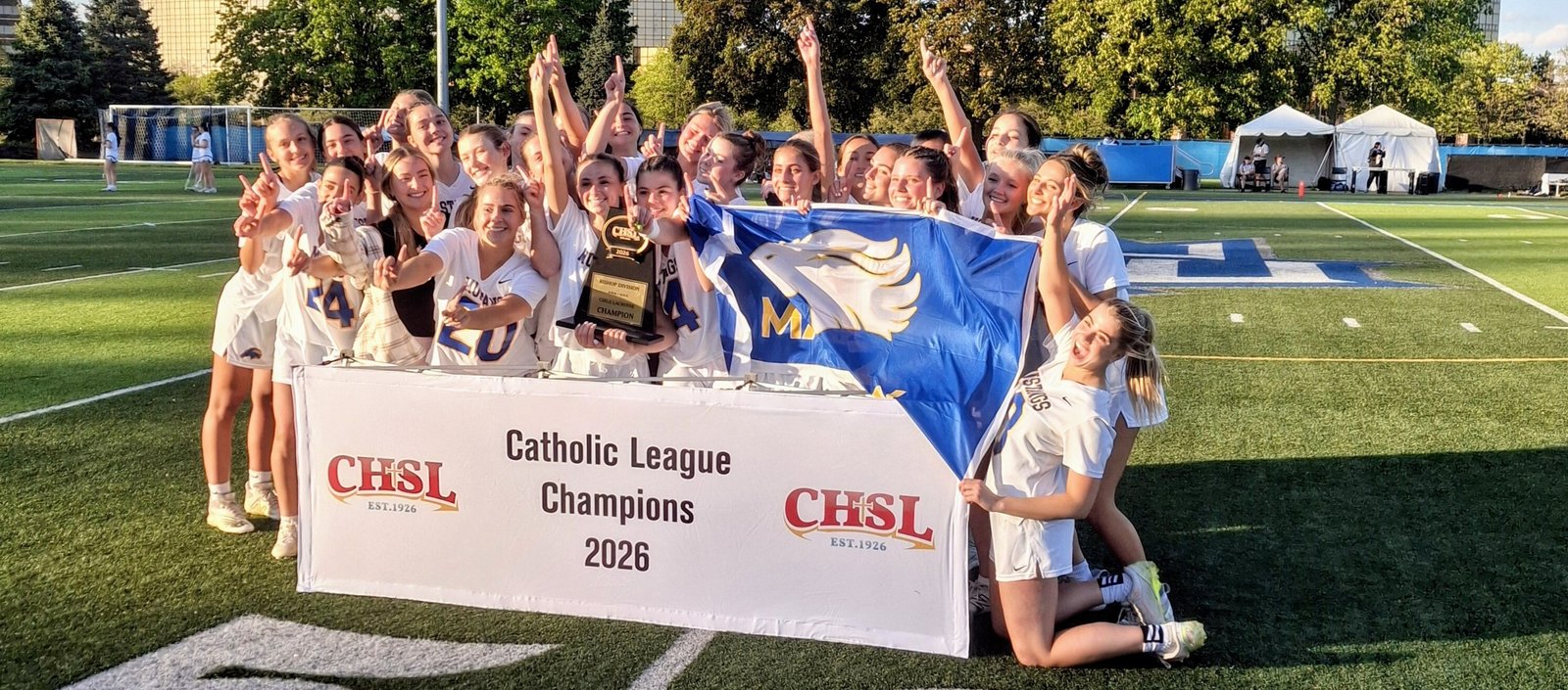 Eight players scored to propel Marian to an 14-8 victory over Toledo St. Ursula for the school’s 11th CHSL Bishop Division girls lacrosse championship.