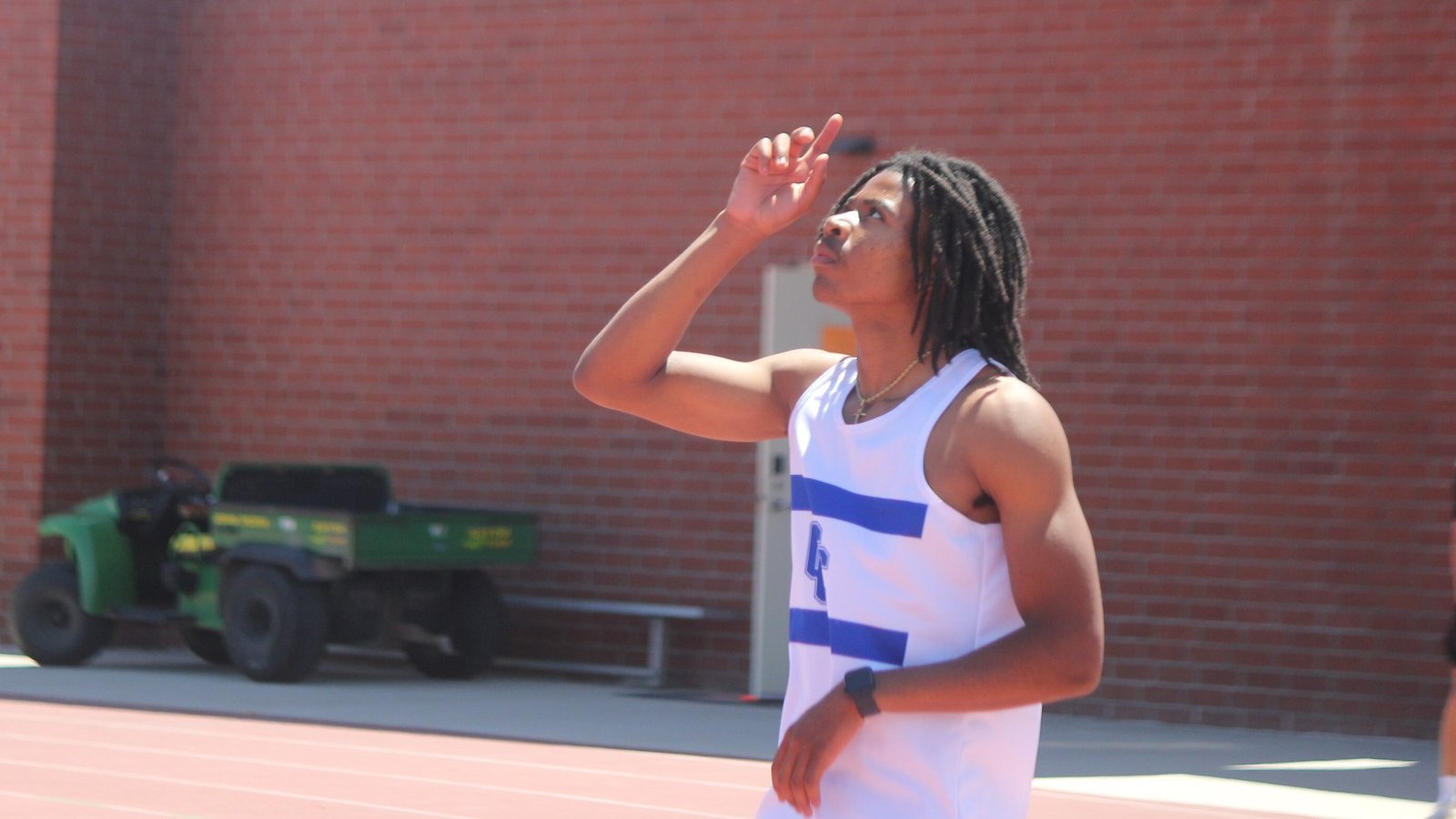“I just want to thank God for allowing me to do what I am able to do,” Catholic Central senior – and Ohio State commit – Zacchaeus Brocks said about an incredible day he had this spring at the state track championships, finishing first in three events and setting a state record of 13.29 seconds in the 100-meter high hurdles. (Photo by Wright Wilson | Special to Detroit Catholic)