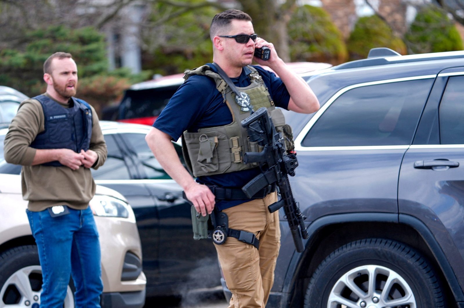 Emergency personnel respond to a reported shooting incident at Temple Israel synagogue in West Bloomfield, Mich., March 12, 2026. An attacker armed with a rifle rammed his vehicle into one of the nation's largest Reform synagogues and was fatally shot by security. Federal investigators said the attack was an act of violence targeting the Jewish community. (OSV News photo/Dave Boucher, USA Today Network via Reuters)