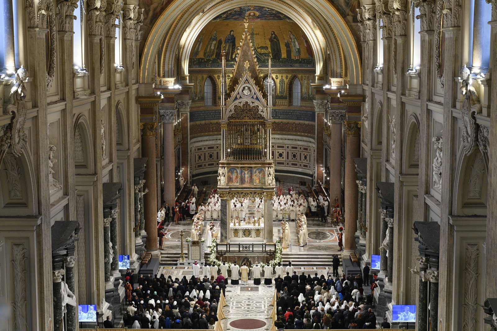 Pope Leo XIV celebrates the Mass of the Lord's Supper at the Basilica of St. John Lateran in Rome April 2, 2026. (CNS photo/Vatican Media)