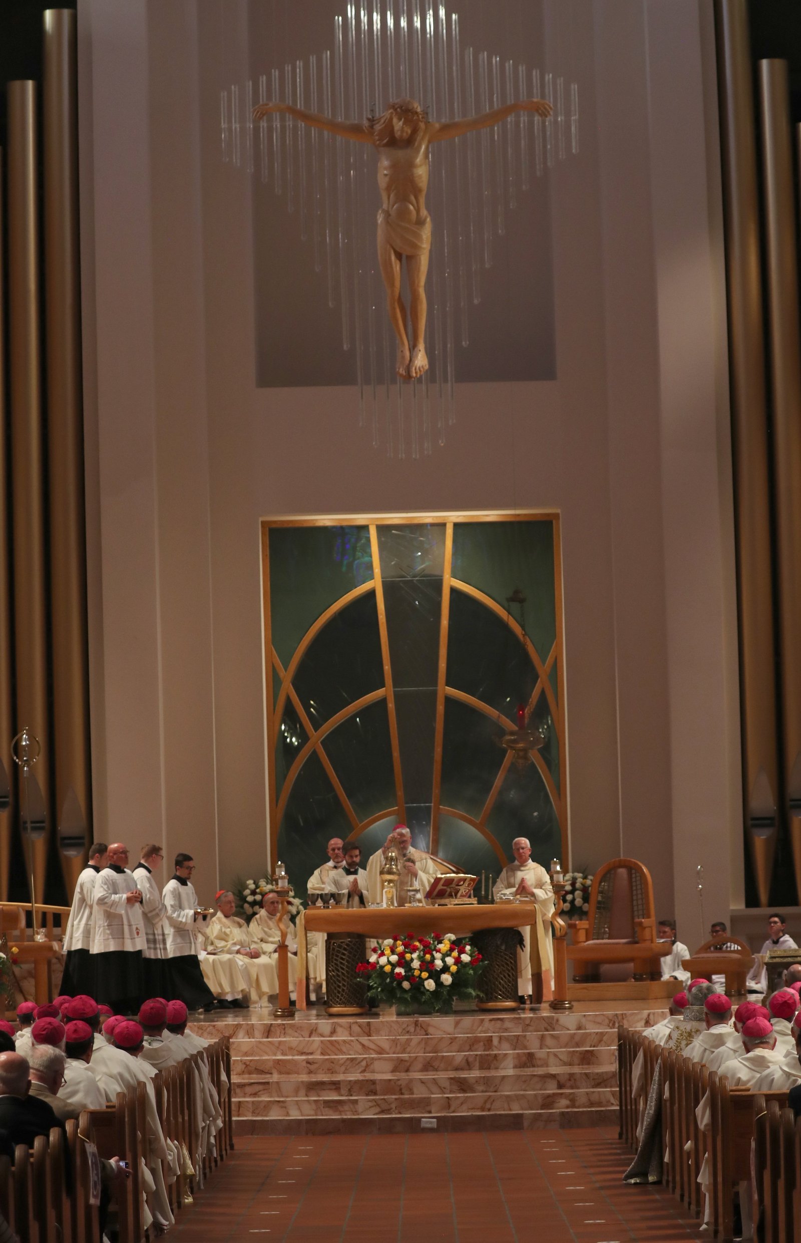 Archbishop Paul S. Coakley of Oklahoma City, president of the U.S. Conference of Catholic Bishops, concelebrates Mass as bishops consecrate the country to the Sacred Heart of Jesus at the Basilica of Mary Queen of the Universe in Orlando, Fla., June 11, 2026, during their spring plenary assembly. (OSV News photo/Bob Roller)