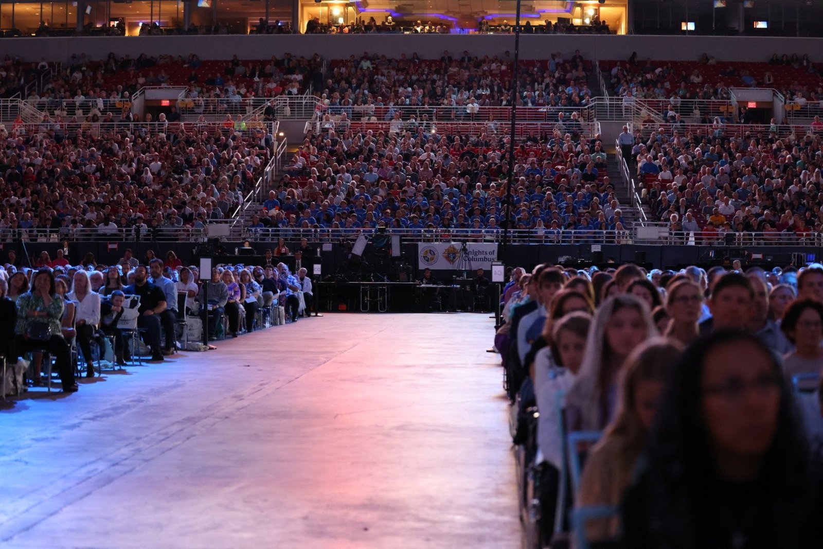 Attendees listen as Cardinal Luis Tagle, pro-prefect of the Dicastery for Evangelization, delivers the homily at the beatification Mass for Blessed Fulton J. Sheen held Sept. 24, 2026, at The Dome at America's Center in St. Louis. (OSV News photo/Margaret Murray)