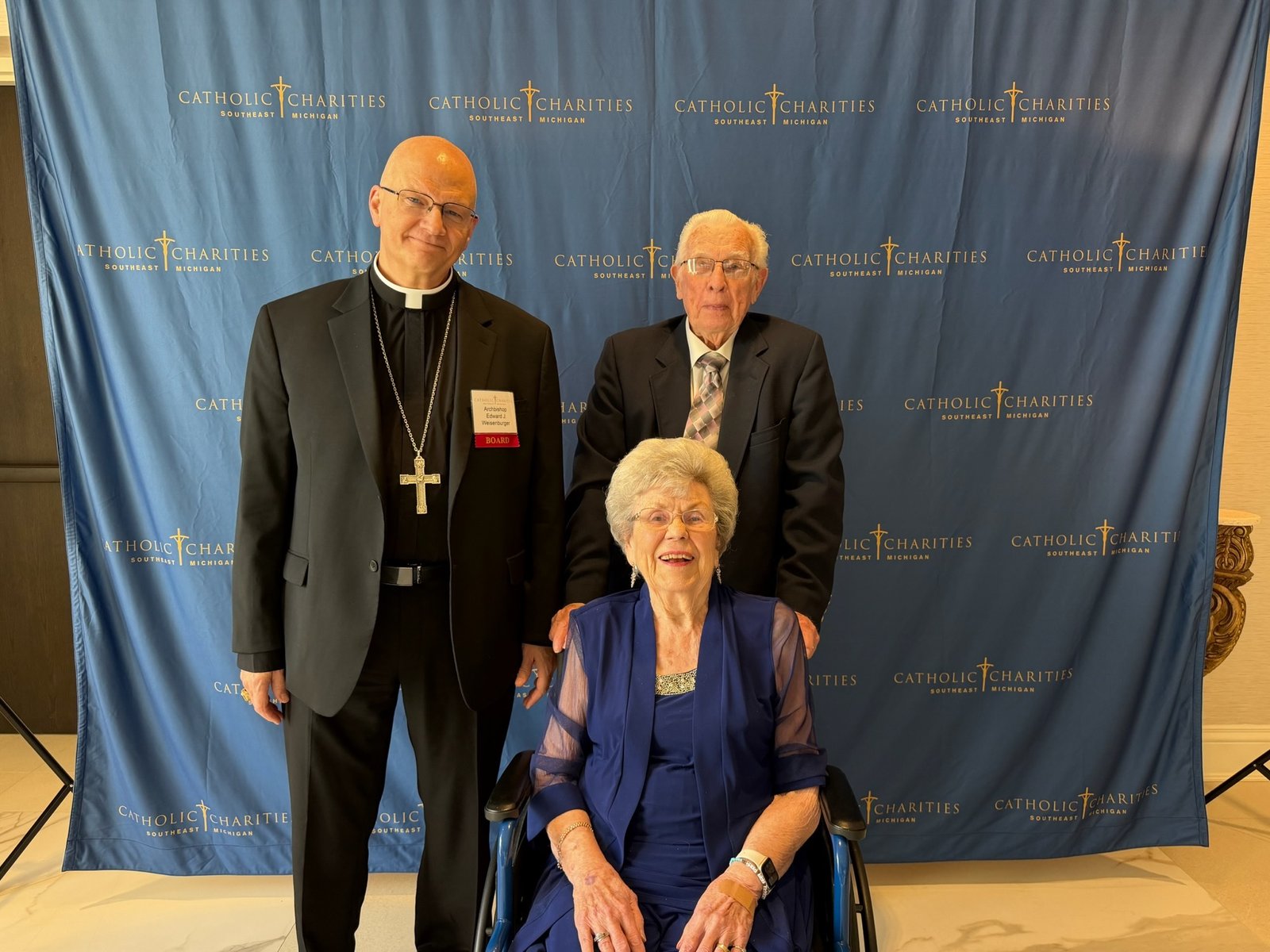With Charles and Catherine Kosanke. Msgr. Charles Kosanke, the founding chairman of Catholic Charities of Southeast Michigan's board of directors, was honored during the gala.