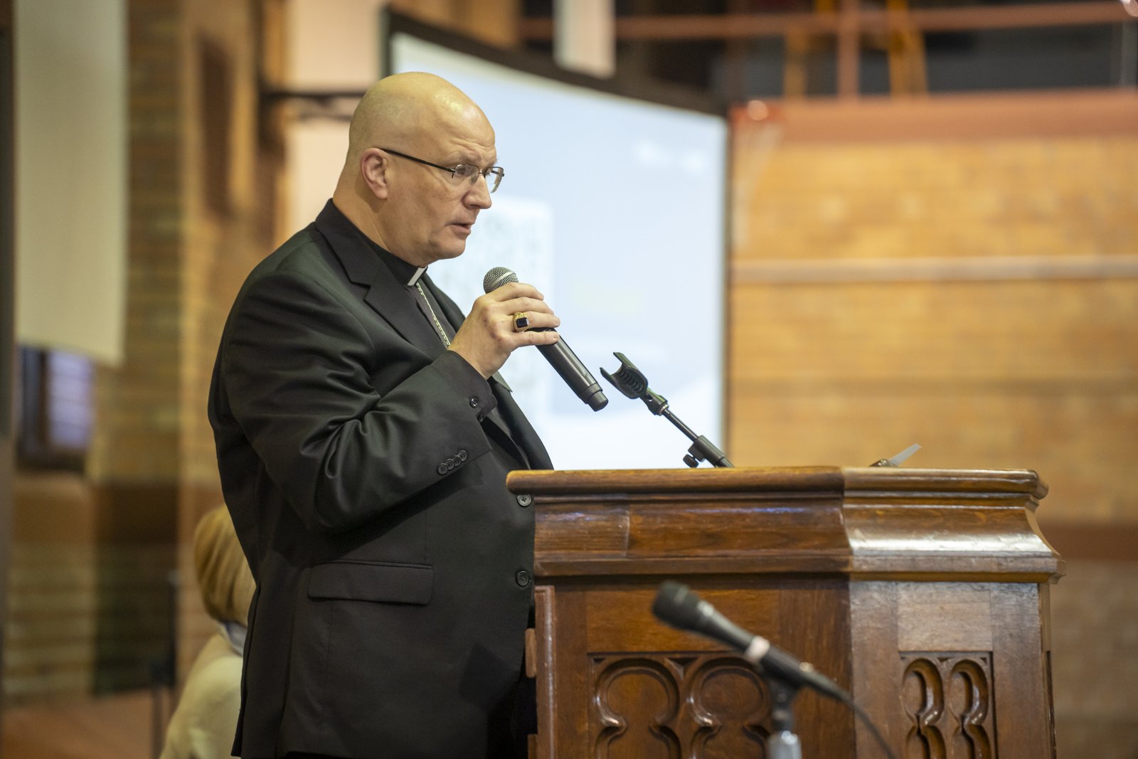 Archbishop Edward J. Weisenburger speaks about his experiences when he was the bishop of Tucson, Arizona, where the Kino Border Initiative was processing up to 1,400 people a day.
