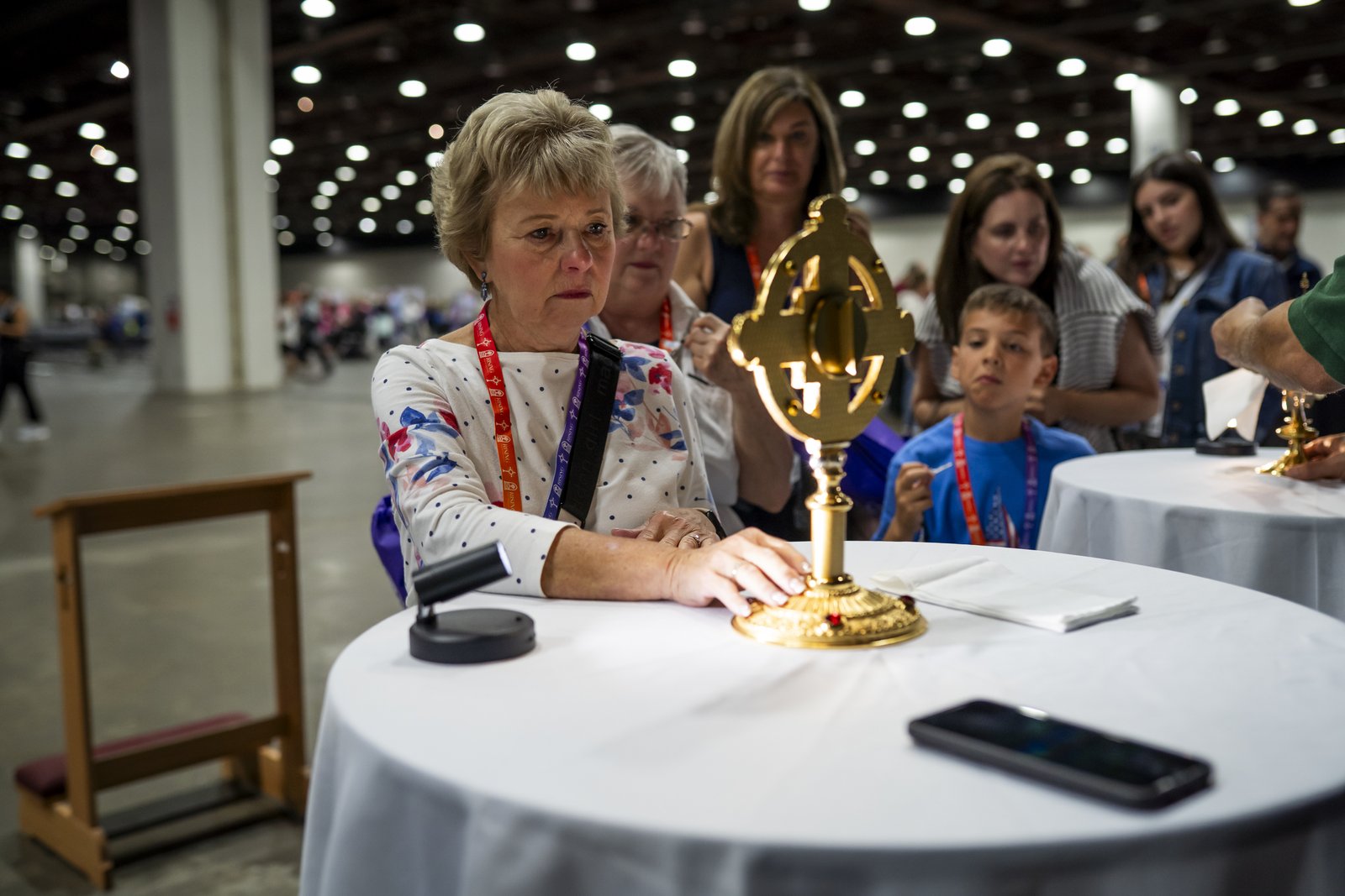 Pilgrims venerate first-class relics of saints on display during the revival. (Valaurian Waller | Detroit Catholic)