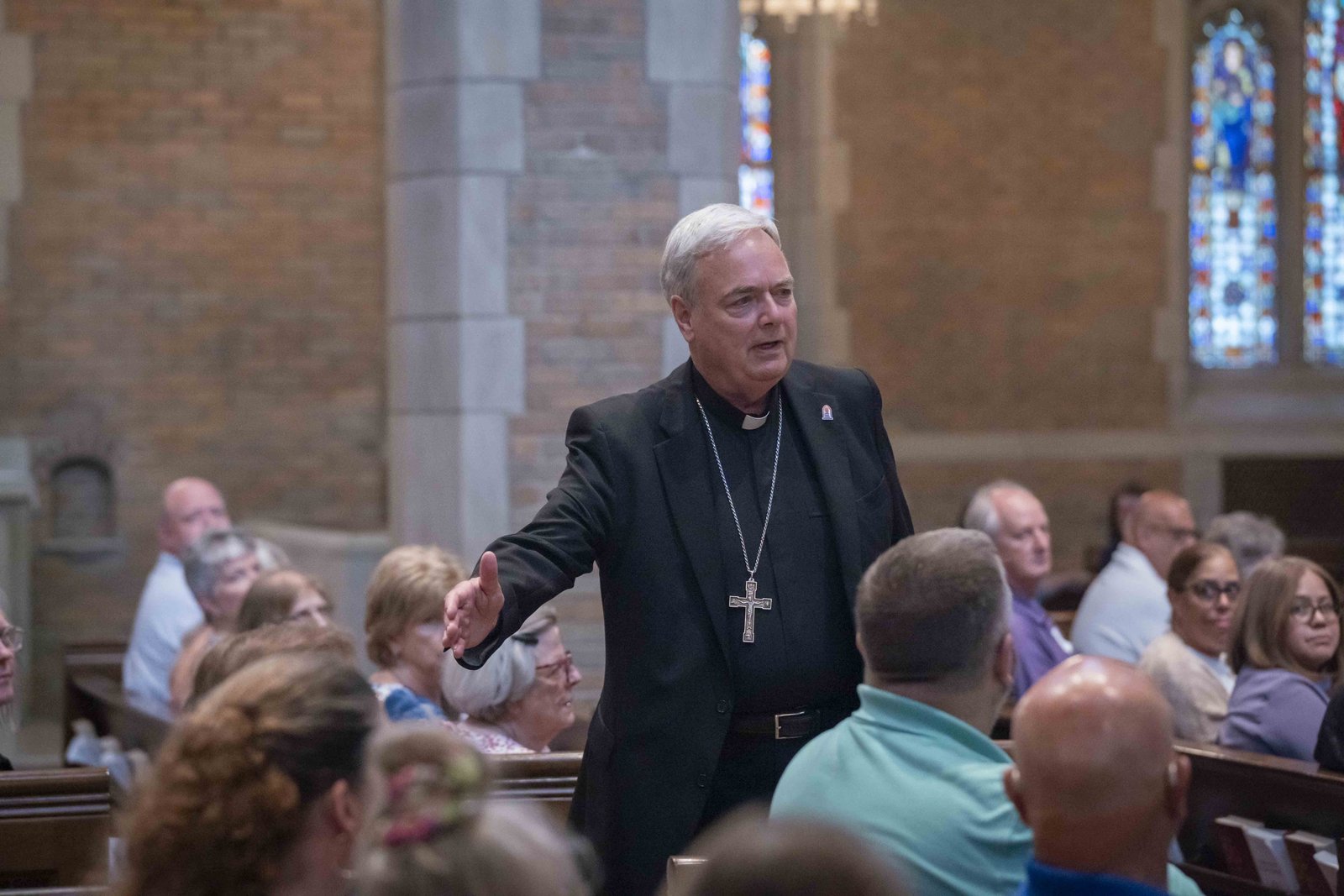 Detroit Auxiliary Bishop Robert J. Fisher speaks during the Convocation for Liturgical Ministers on Aug. 10 at Sacred Heart Major Seminary in Detroit. (Valaurian Waller | Detroit Catholic)