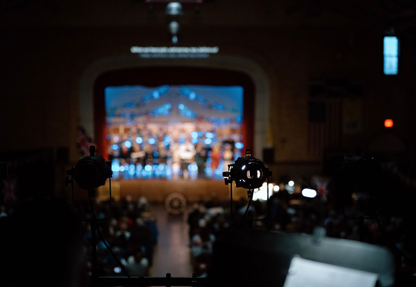 The stage in Sacred Heart's gymnasium is lit up during the April 5 performance of "H.M.S. Pinafore."