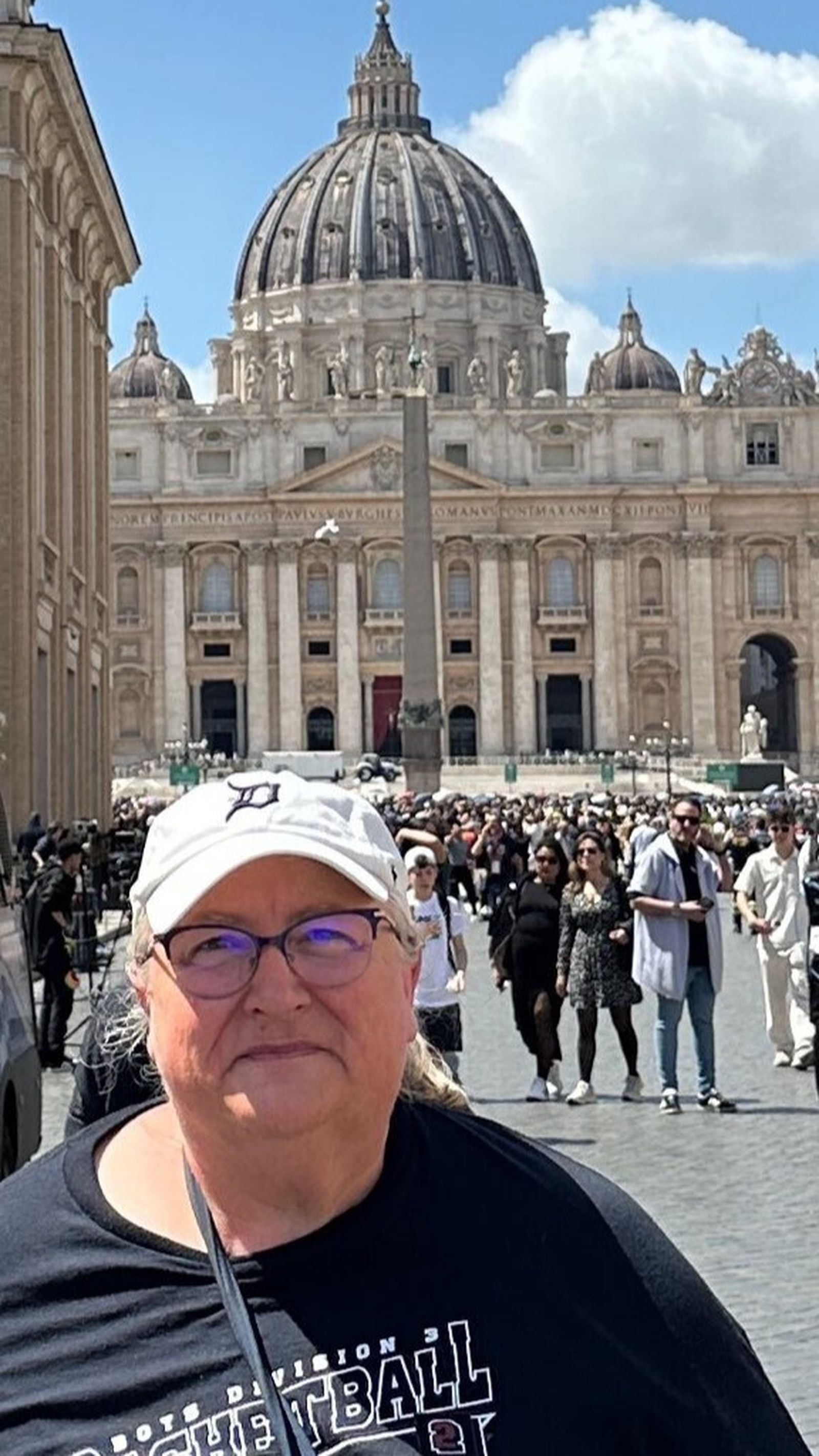 Anna Fedor, an art and photography teacher at Father Gabriel Richard High School in Riverview, was in Italy with a group of students and parents when she heard of Pope Francis' death. Fedor was able to make her way to St. Peter's Square during the public viewing of Pope Francis' body, but didn't have the opportunity see see the body during due to time constraints. (Photo courtesy Anna Fedor)