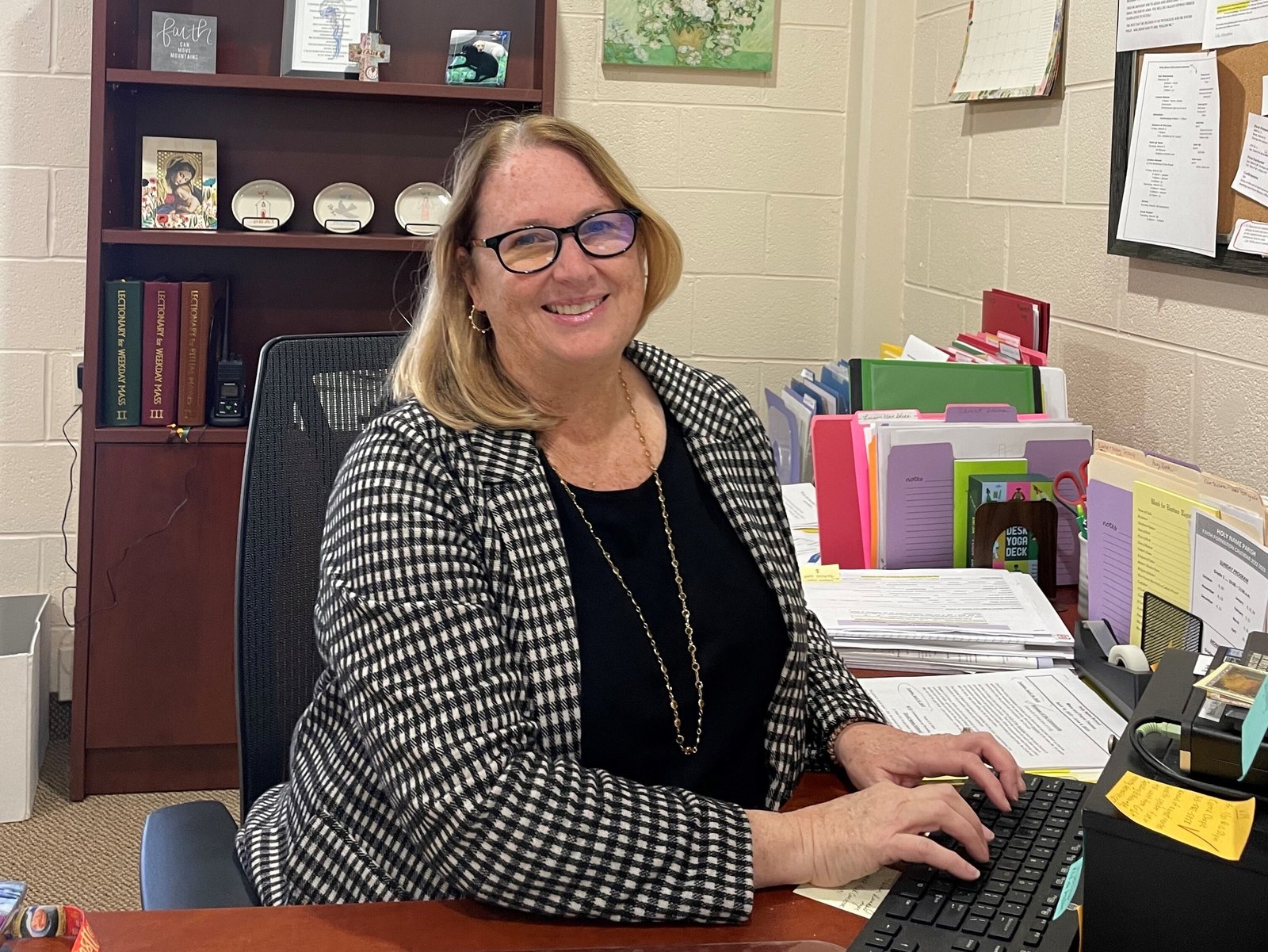 Apap grew up within walking distance from Holy Name, attending Marian High School and Boston College before returning to her childhood alma mater years later. (Jim Dudley | Special to Detroit Catholic)