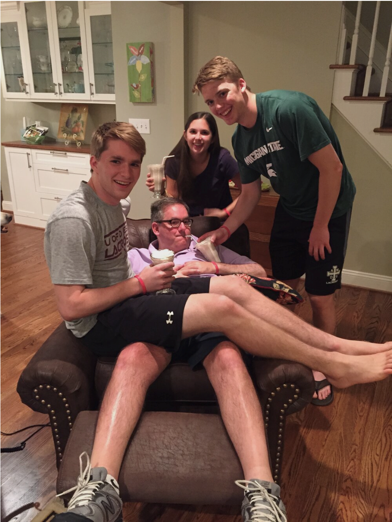 The Apap children, Tommy, Teddy and Ellie, spend time with their father. The three all credit their father's steadfast love and support with teaching them valuable life lessons, and helped start a nonprofit to raise money for those diagnosed with ALS to pay medical expenses. (Courtesy of Maureen Apap)