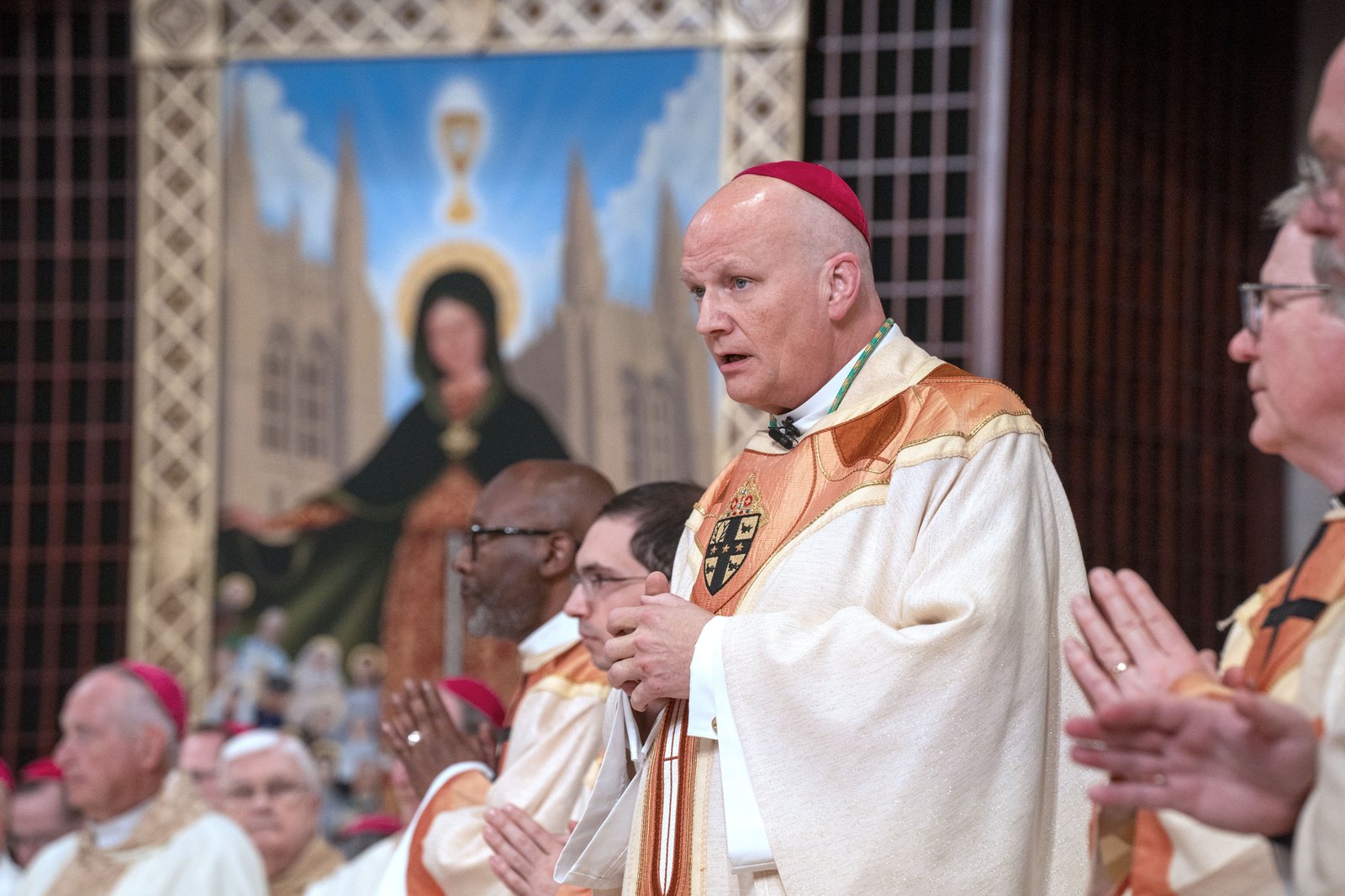 Archbishop Weisenburger addresses those gathered for his installation Mass on March 18 at the Cathedral of the Most Blessed Sacrament. (Valaurian Waller | Detroit Catholic)