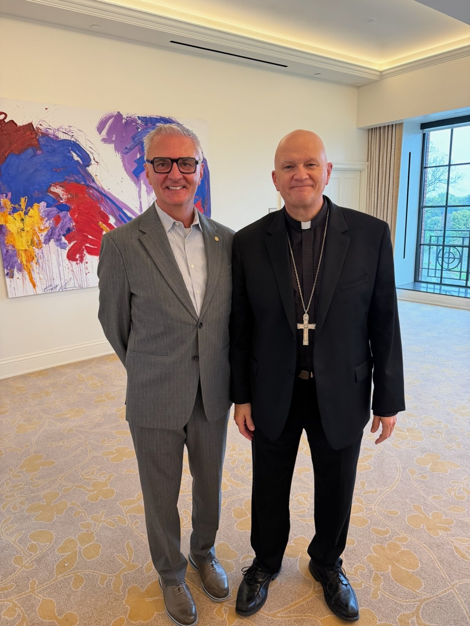 Archbishop Weisenburger is pictured with Johan Van Parys, Ph.D., one of his classmates from the archbishop's studies in Belgium. Today, Dr. Van Parys is an internationally acclaimed liturgist and currently serves as director of liturgical ministries for the Basilica of Saint Mary in Minneapolis.