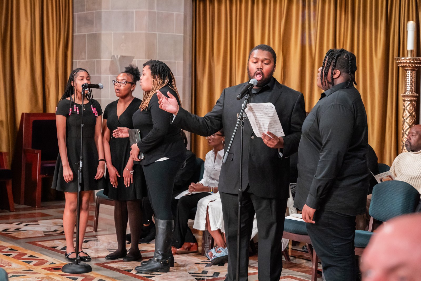 The Bishop Thomas Gumbleton Chorale sings during Bishop Gumbleton's funeral liturgy, honoring all the years of Bishop Gumbleton’s service in the city of Detroit and to the Black Catholic community.