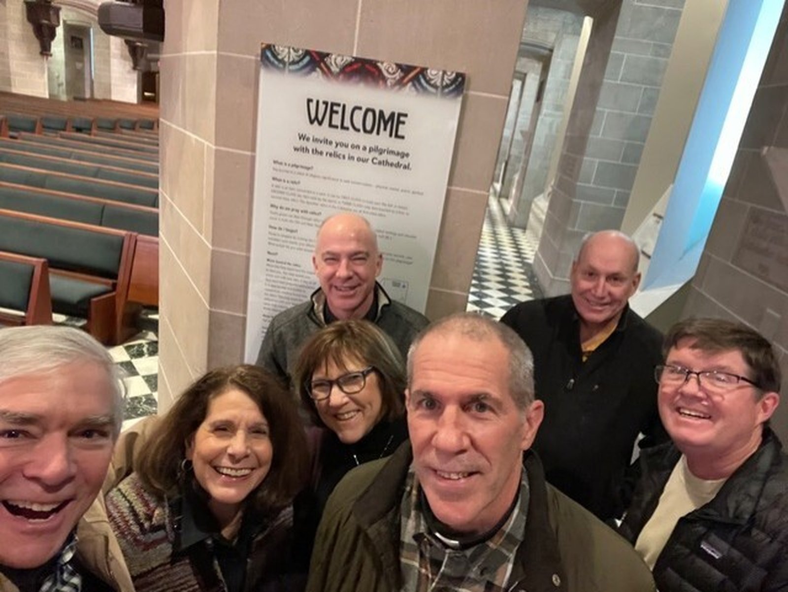 Archbishop Byrnes and St. Joan of Arc parishioners visit the Cathedral of the Most Blessed Sacrament. (Photo courtesy of St. Joan of Arc Parish)