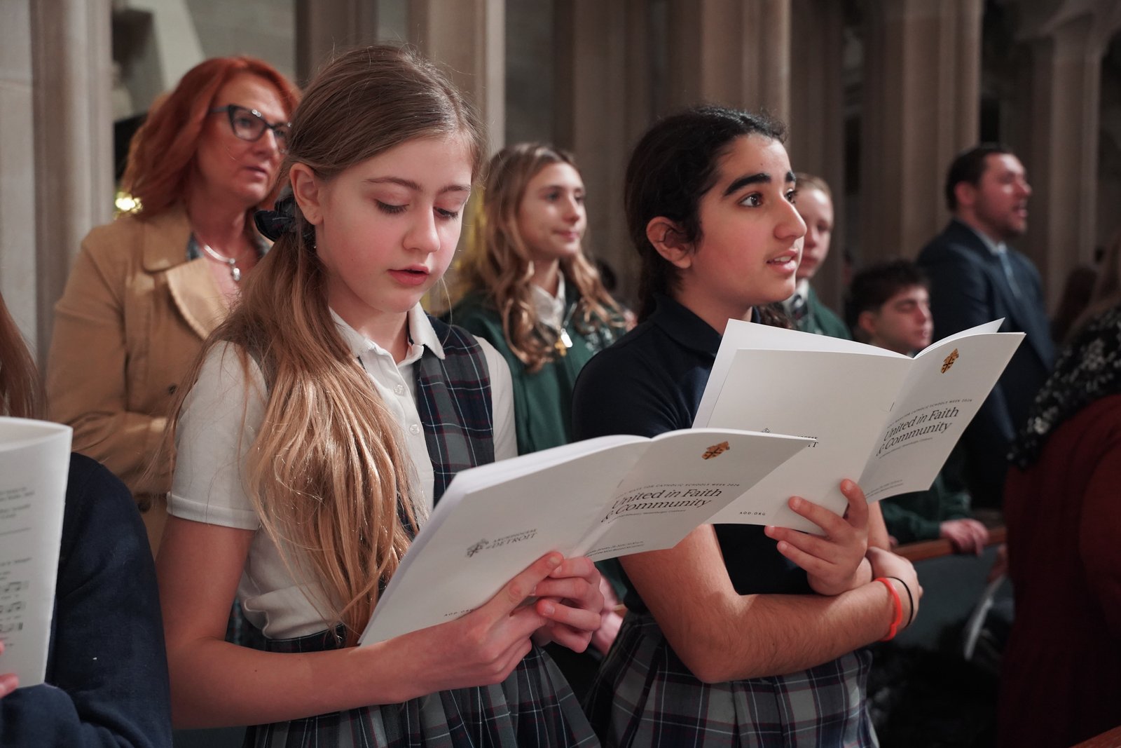 Students from Catholic schools across the Archdiocese of Detroit sing Jan. 29 during the annual Catholic Schools Week Mass at the Cathedral of the Most Blessed Sacrament.