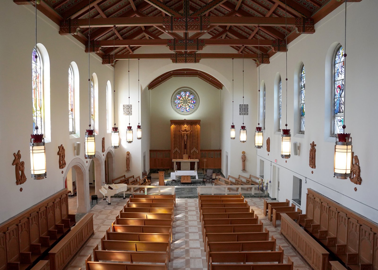 A view of the chapel from the choir loft inside the Academy of the Sacred Heart. (Photo by Gabriella Patti | Detroit Catholic)