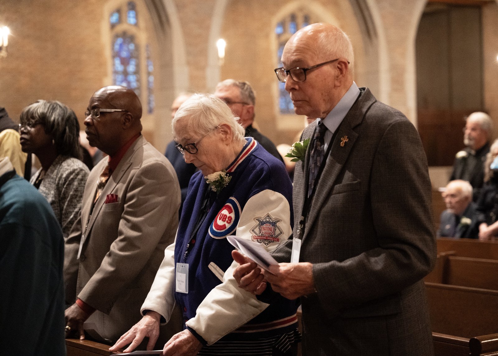 Deacon Edward Swartz (far right) and Deacon Tom Thomas (second from right), both celebrated 40 years as permanent deacons in the Archdiocese of Detroit.