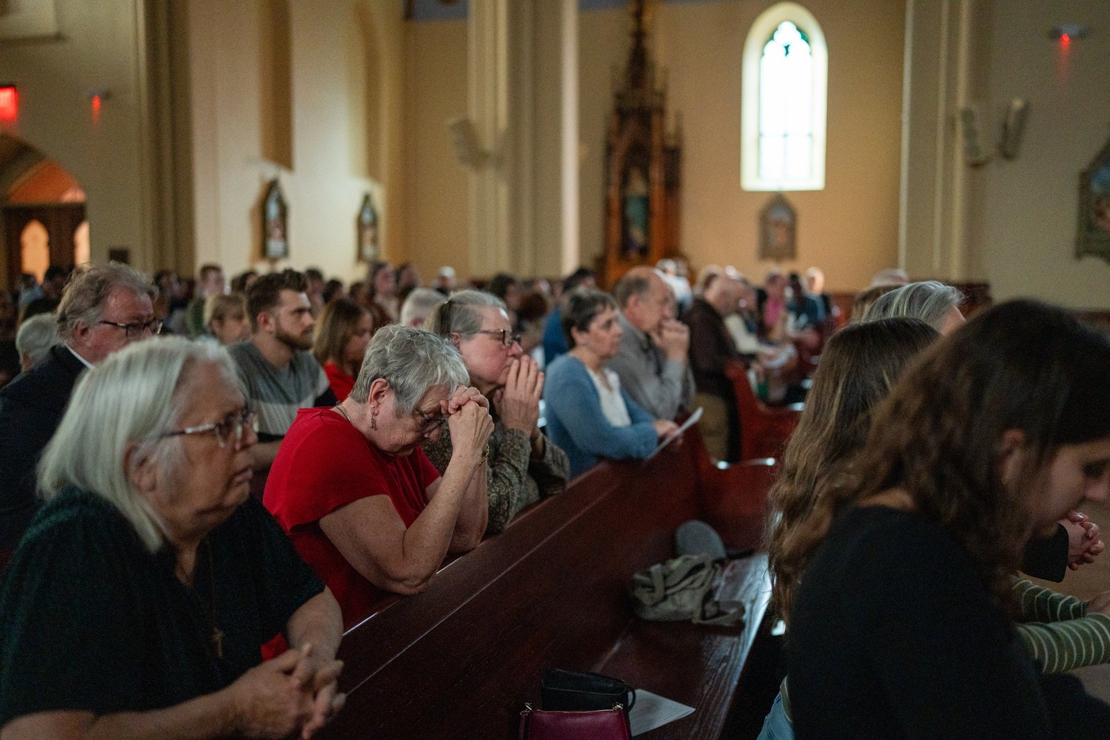 Faithful kneel in silent prayer during a solemn Tenebrae service on Good Friday at St. Bonaventure Monastery in Detroit. (Photos by Naomi Vrazo | Courtesy of the Capuchin Franciscan Province of St. Joseph)