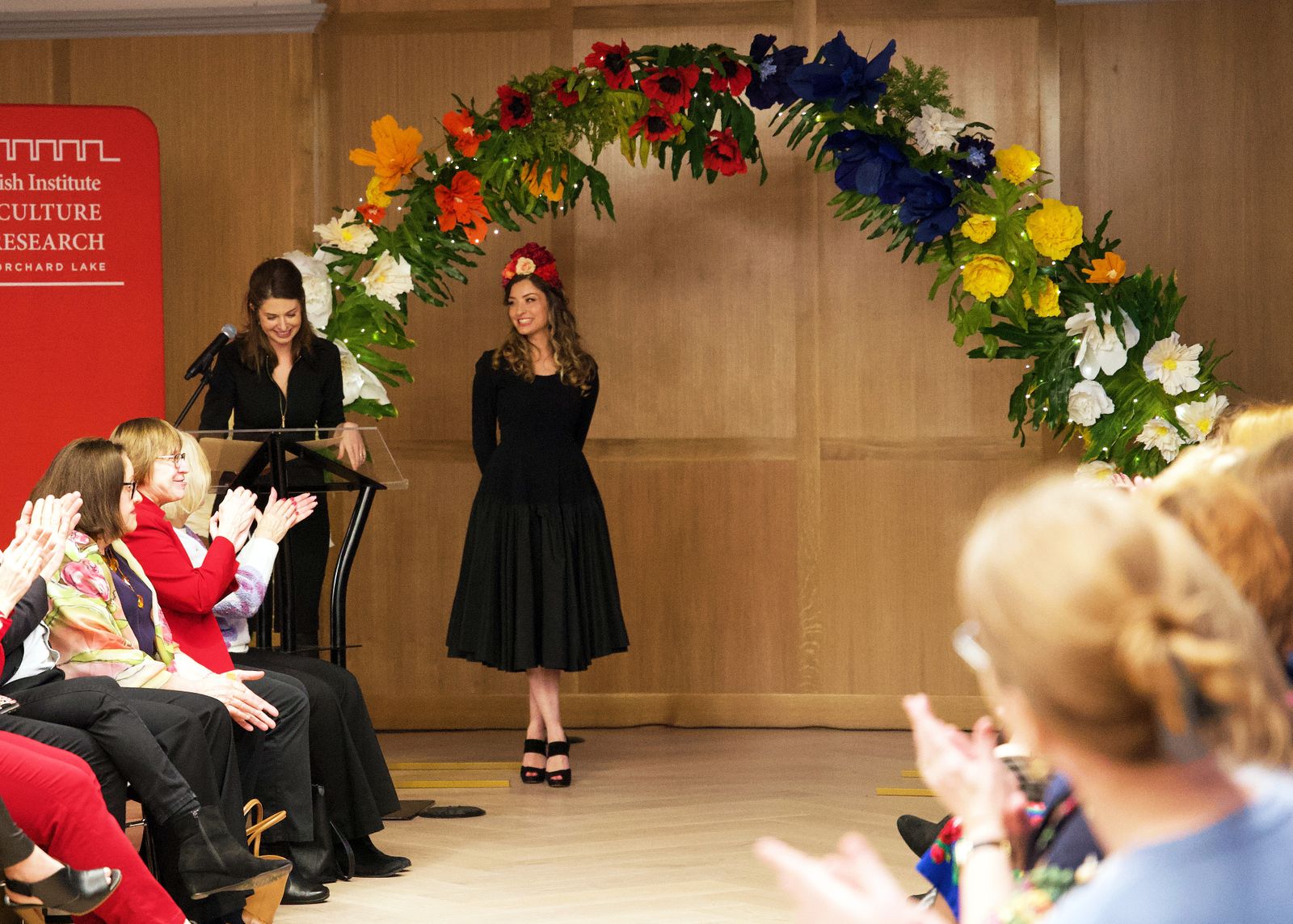 Ania Bieciuk, left, associate director of Polonia affairs for the Polish Institute of Culture and Research, said Lisiecki’s Recultured Designs embody the Polish spirit of creativity and resilience.