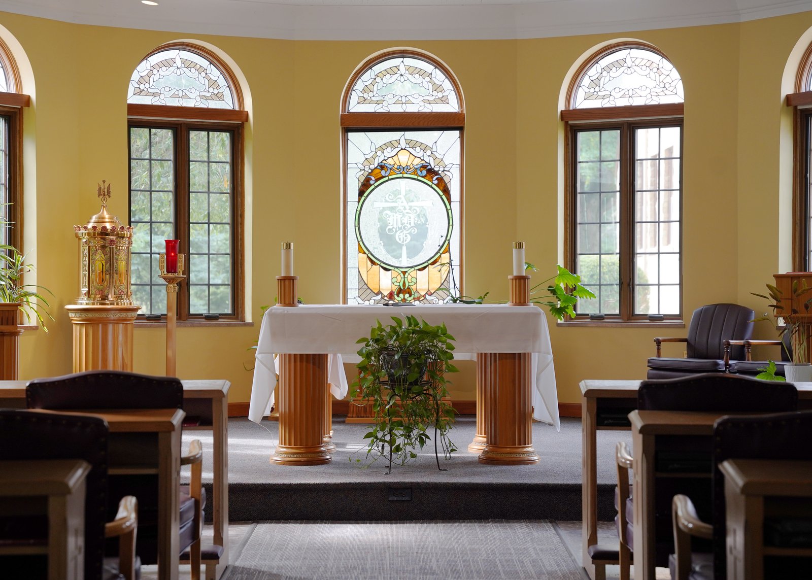 The main chapel is used for all retreats; however, two smaller chapels are also open for quiet reflection and prayer.