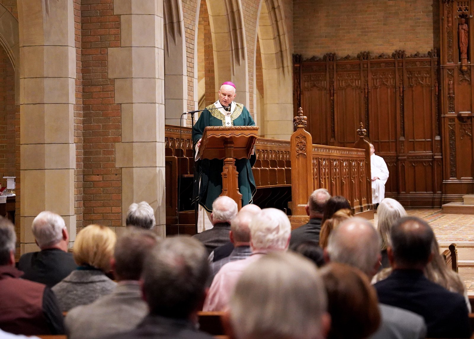 In his homily, Archbishop Weisenburger reflected on the day’s Gospel according to Luke, which told the parable of the tax collector and the pharisee. Archbishop Weisenburger encouraged the deacons and their wives to remain fruitful and prayerful in their vocations.