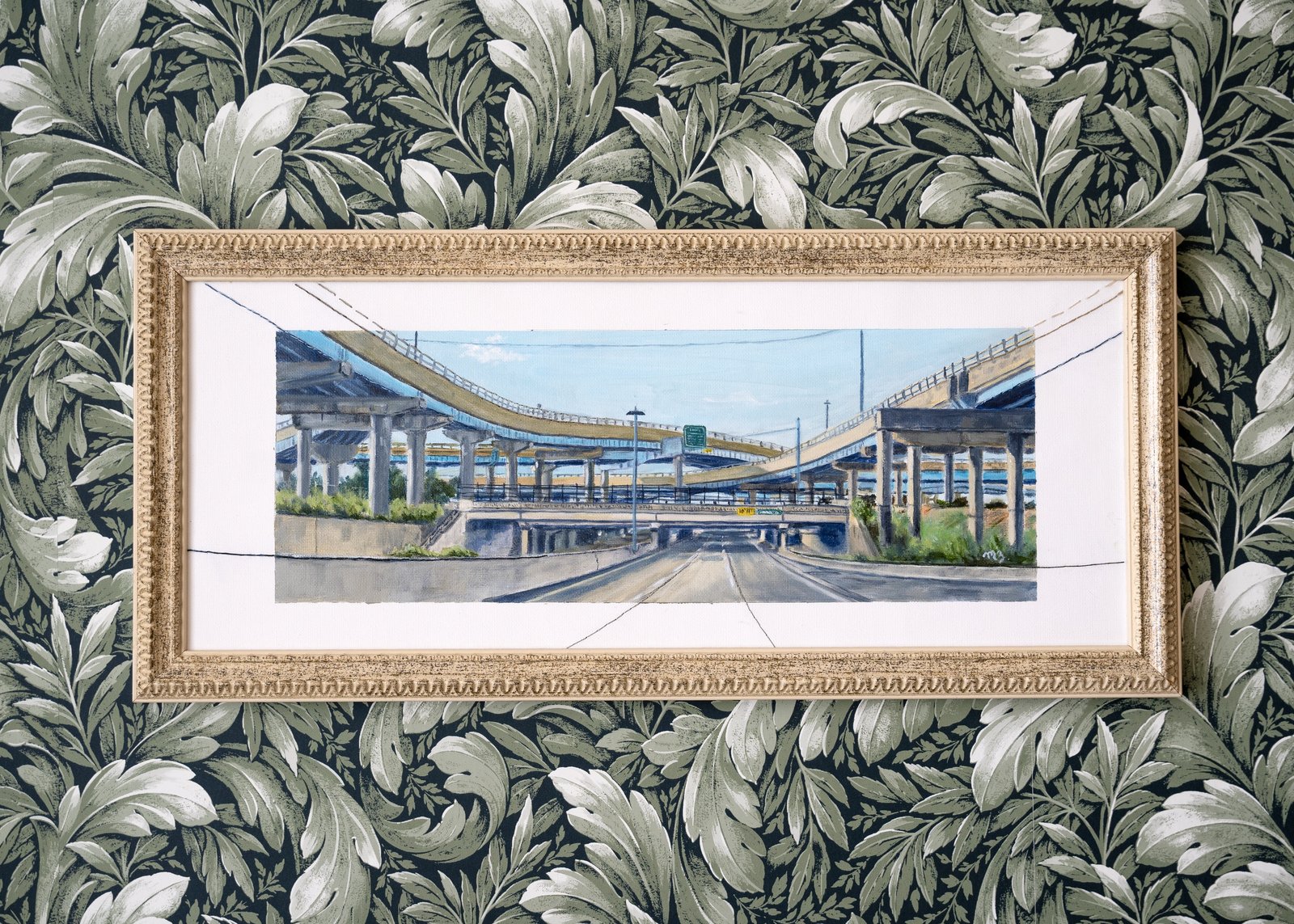 One of Mary Zabawski's paintings depicts the southbound Southfield Freeway.