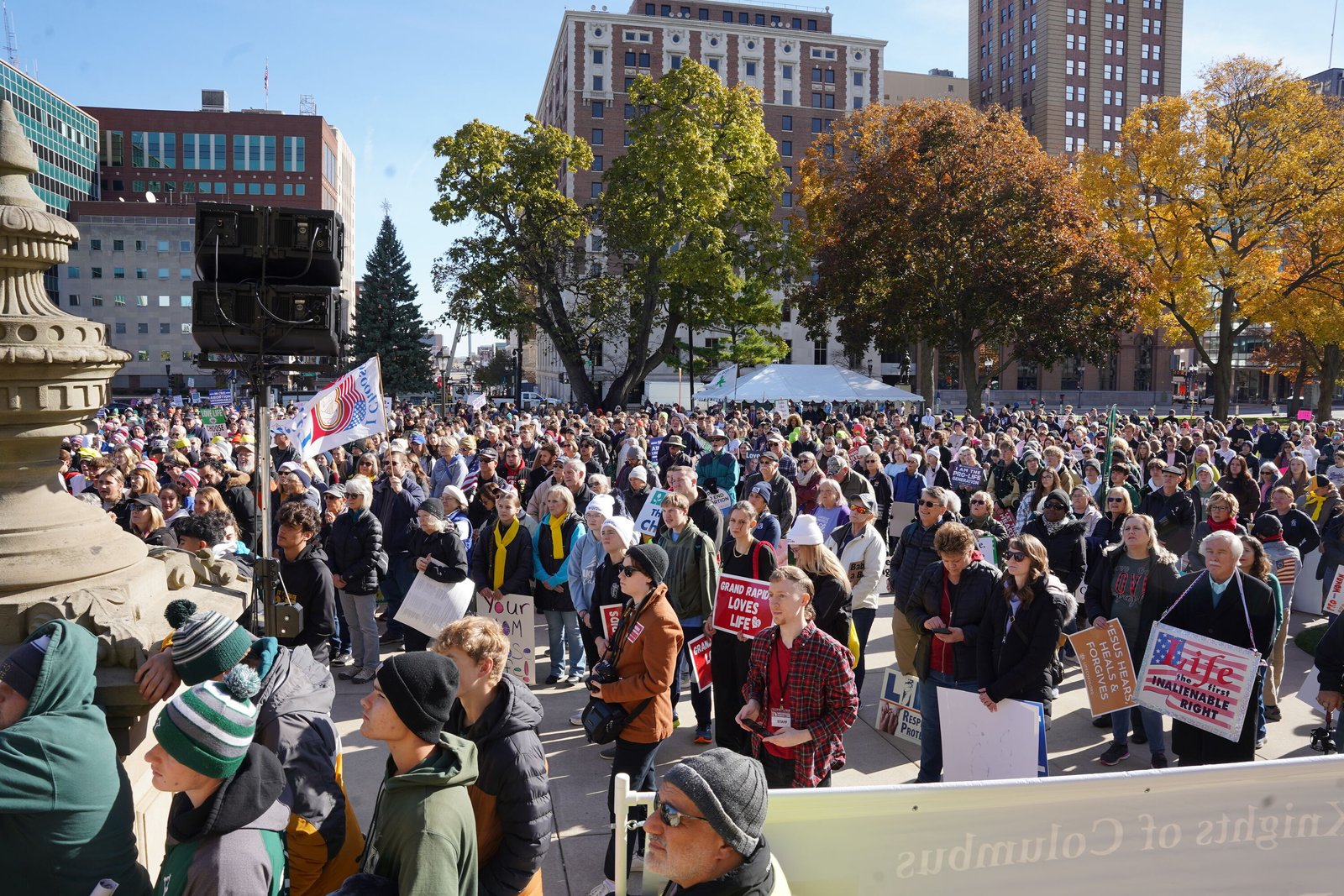 Thousands from across the state gathered on the Capitol lawn Nov. 6 for the Michigan March for Life, which was preceded by a Mass at nearby St. Mary Cathedral in Lansing celebrated by Lansing Bishop Earl A. Boyea.