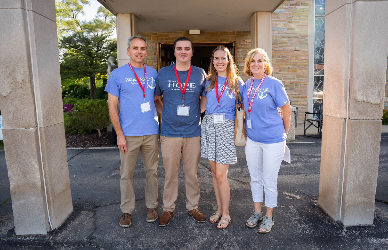 Tom Vismara (center left), along with his wife, Michelle, and parents, John and Lisa, volunteered to take over organizing this year's event. The family, which has had its own struggles with cancer, spent the weekend of Aug. 27-28 recruiting participants for this year's "5K and Pray" event at St. Clare of Montefalco Parish in Grosse Pointe Park. (Valaurian Waller | Detroit Catholic)