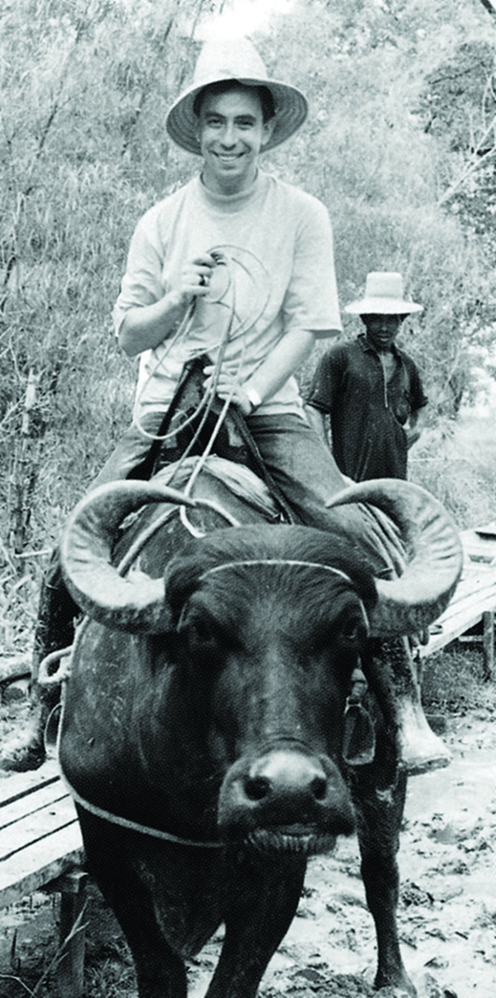 American PIME missionary Fr. Dennis Koltz rides a yak in his mission in Brazil in this undated photo.