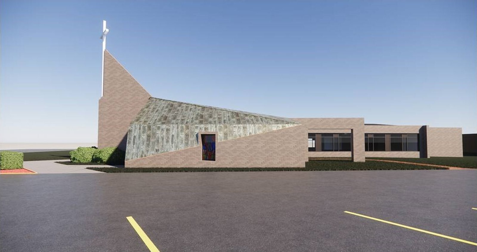 An artist's rendering shows the exterior of the planned adoration chapel at St. Basil the Great Parish in Eastpointe.