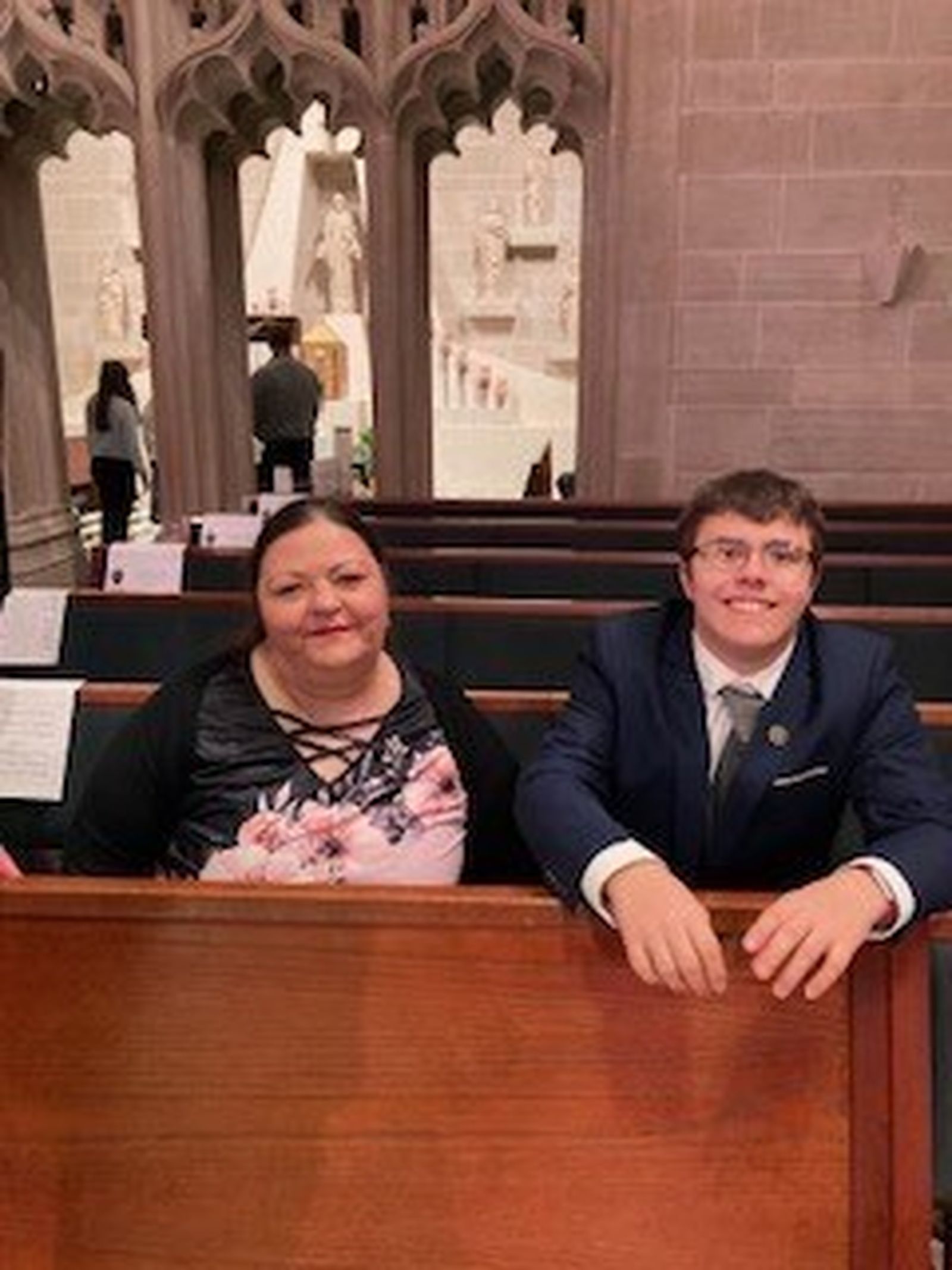 Eric and Dana Jonas sit in the pews of the Cathedral of the Most Blessed Sacrament in Detroit after the Rite of Election service this spring. After Dana's sister asked to go to a Catholic church for Christmas during a visit in 2023, the two discovered Holy Trinity Parish in Port Huron. (Photos courtesy of Karen Clor)