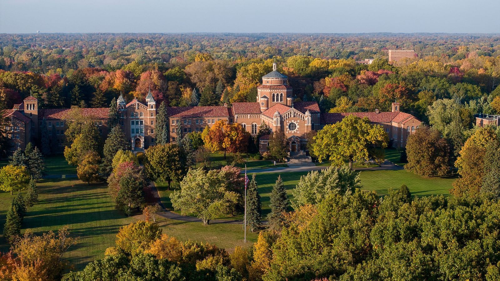 The Felician Sisters' Presentation of the Blessed Virgin Mary Convent in Livonia is pictured in this aerial photo. The Felician Sisters are one of the many organizations that have taken part in a "Laudato Si'" action plan. (Photo courtesy of the Felician Sisters of North America)